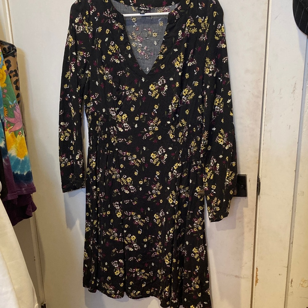 Torrid Black Floral Long Sleeve Dress